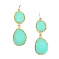 Mint Duo Geode Druzy Stone Drop Earrings